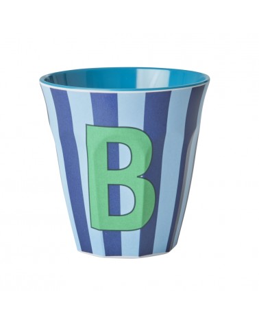 MELCU-ALPSTRBB Gobelet Mélamine - Rice - Blue alphabet - Striped - B