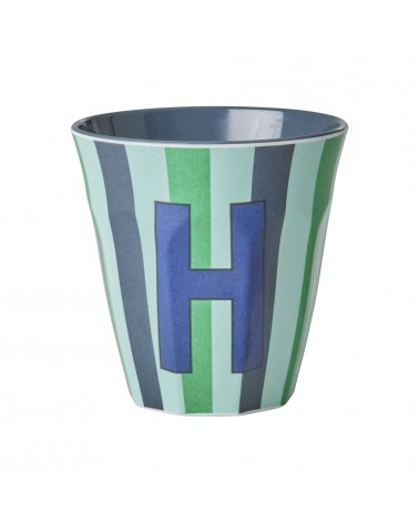 Gobelet Mélamine - Rice - Blue alphabet - Striped - H - MELCU-ALPSTRHB