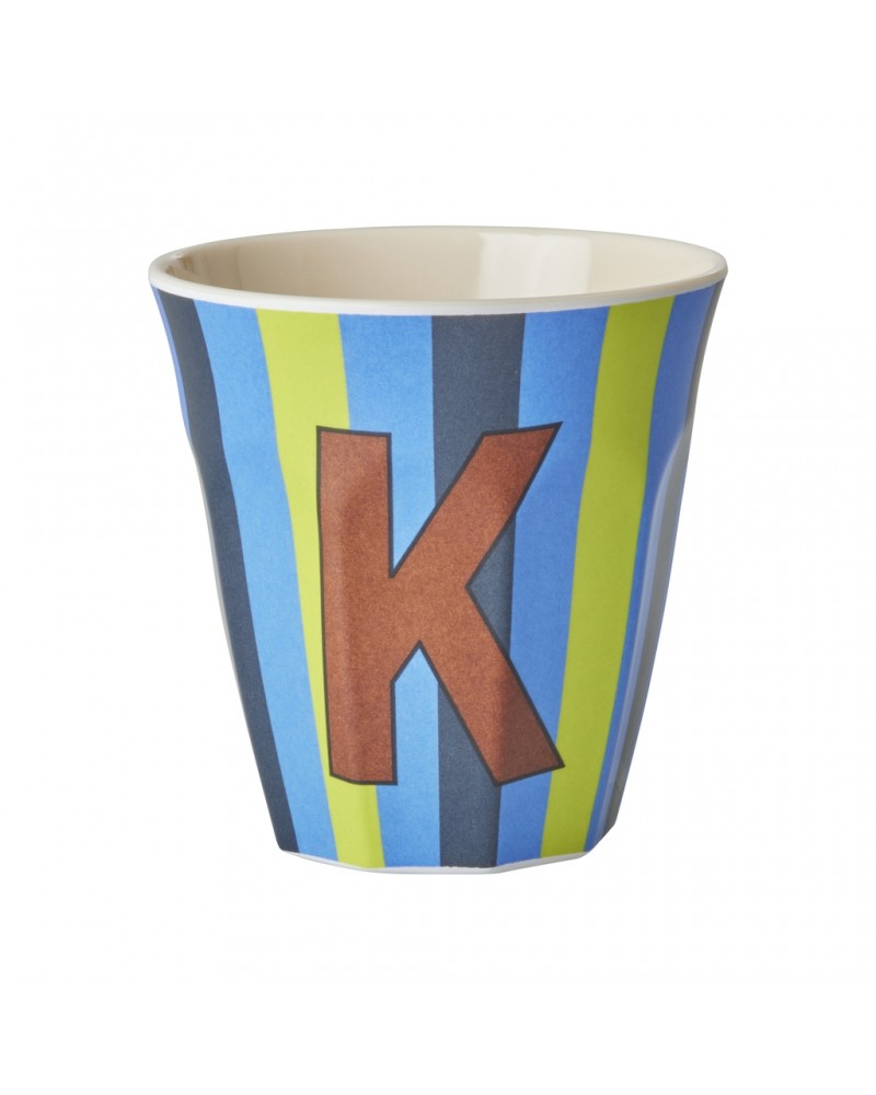 Gobelet Mélamine - Rice - Blue alphabet - Striped - K