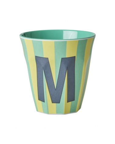 Gobelet Mélamine - Rice - Blue alphabet - Striped - M - MELCU-ALPSTRMB