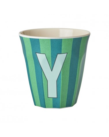 Gobelet Mélamine - Rice - Blue alphabet - Striped - Y MELCU-ALPSTRYB