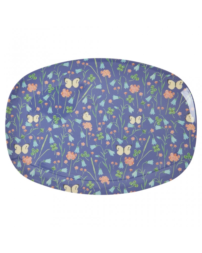 Assiette rectangulaire mélamine - Plateau Rice - Butterfly field - MELPL-BUFI