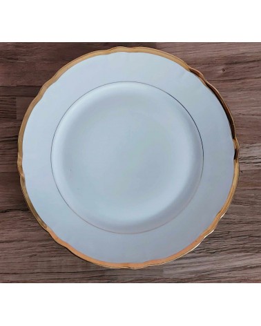 Lot de 6 grandes assiettes - blanche liseré doré - 24cm