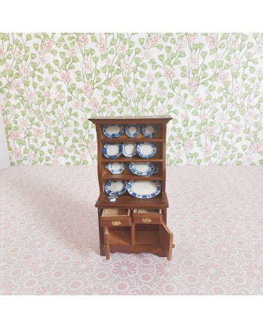 Vaisselier miniature style XIXeme - bois et faience