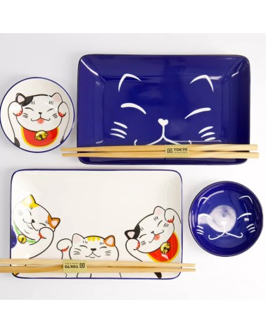 Coffret Ensemble de Plateaux à sushis - Tokyo Design - Kawaii Lucky Cat - 21691
