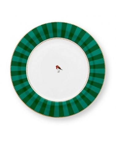 Assiette plate - Love Birds Emeraude Stripes - Pip Studio - 26.5cm - 51001467