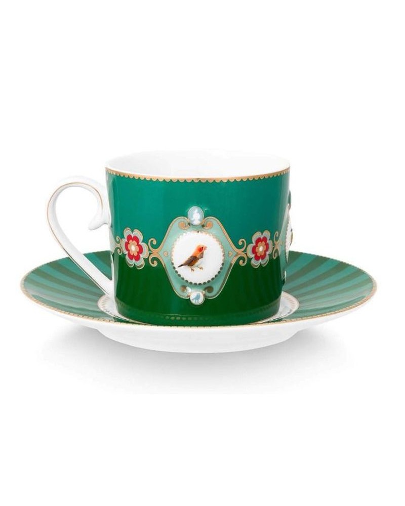 Tasse et soucoupe à thé - Love Birds Emeraude - Pip Studio - 200ml - 51004189