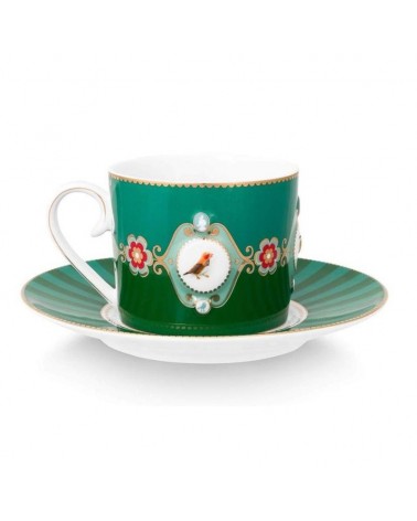 Tasse et soucoupe à thé - Love Birds Emeraude - Pip Studio - 200ml - 51004189