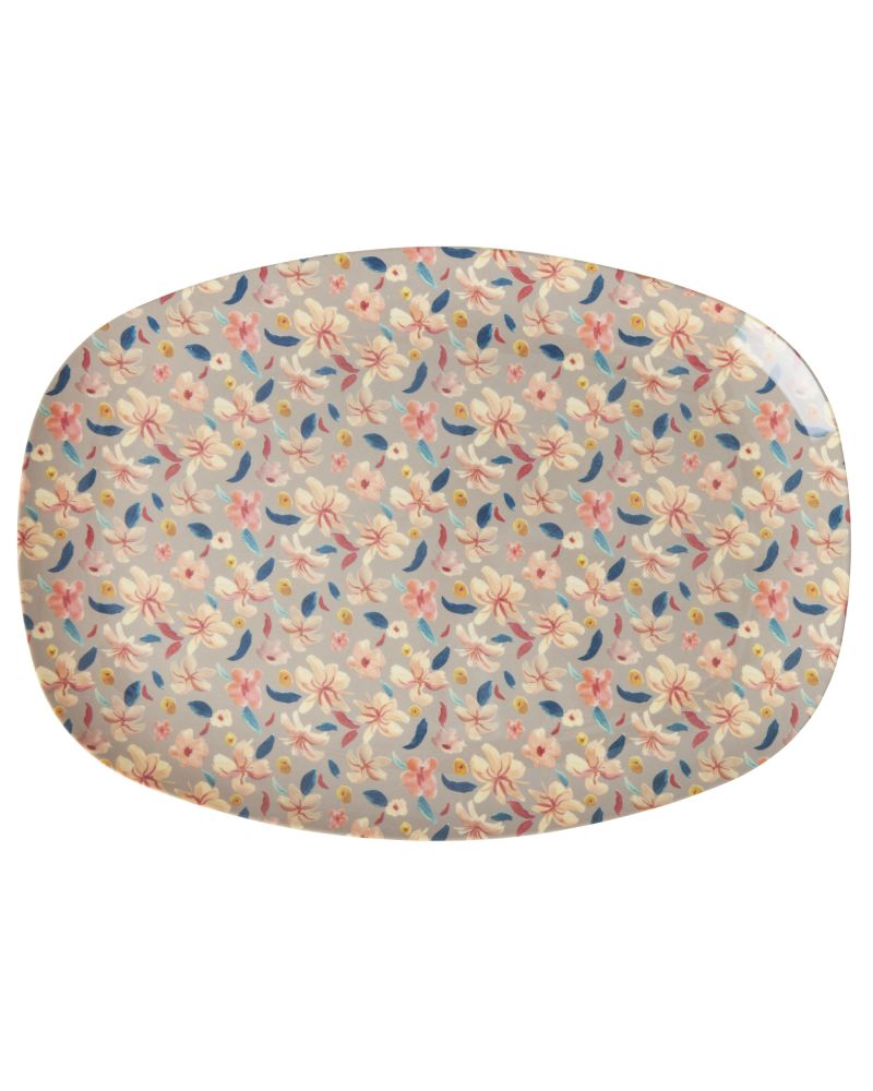 Assiette rectangulaire mélamine - Plateau Rice  - Sandy flower