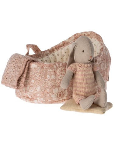 Lapin Bunny dans sa nacelle - Maileg  - rayures roses - 16-1022-10