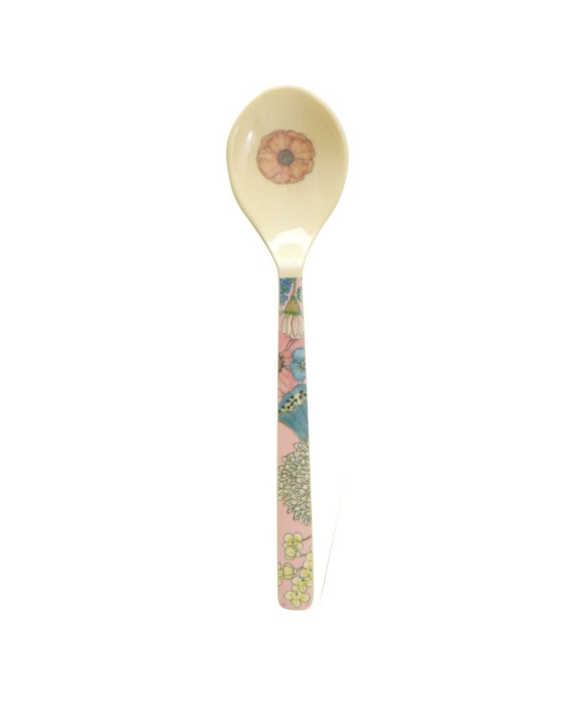 Cuillère - Mélamine Rice - Flower collage soft pink - 14 cm - MELSP-SMA4XCP