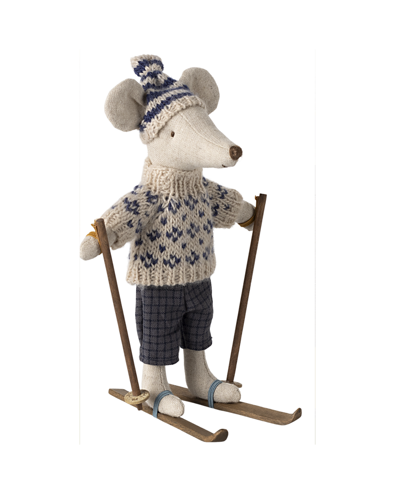 Papa souris en hiver à ski - Maileg - paire de skis