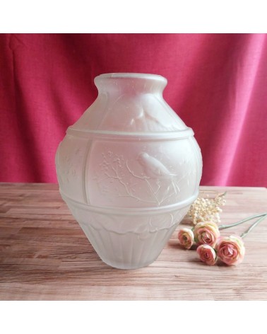 Vase vintage art déco - décor d'oiseaux - 26cm
