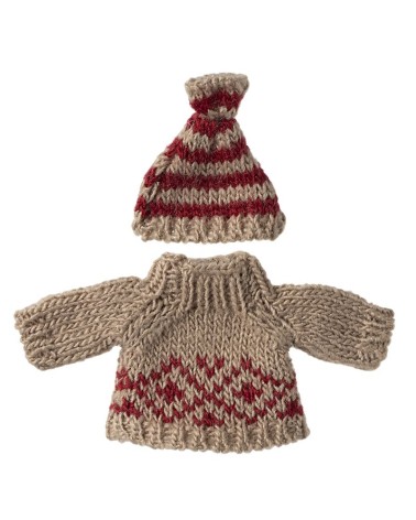 Pull et bonnet tricotés - Maileg - Maman souris - 17-4306-00
