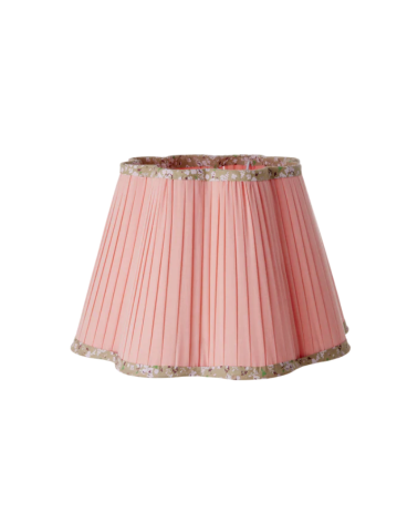 Abat-jour Rose en coton - bordure fleurie - Rice - LASHA-LI