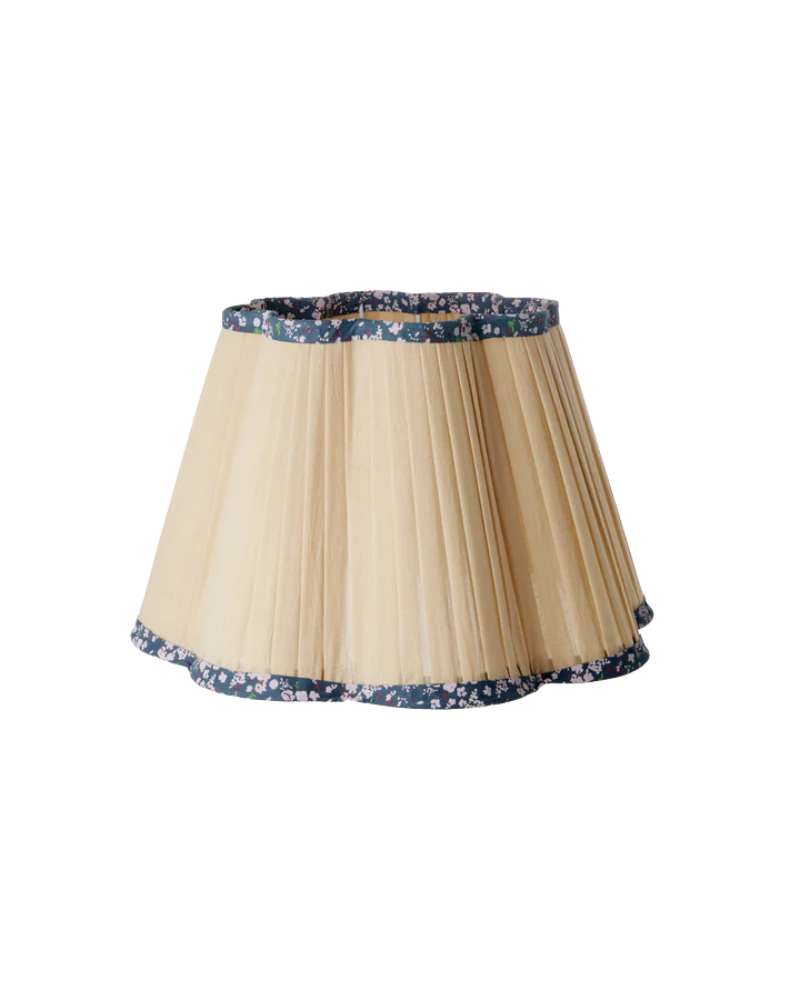 LASHA-LDS - Abat-jour Crème en coton - bordure fleurie - Rice