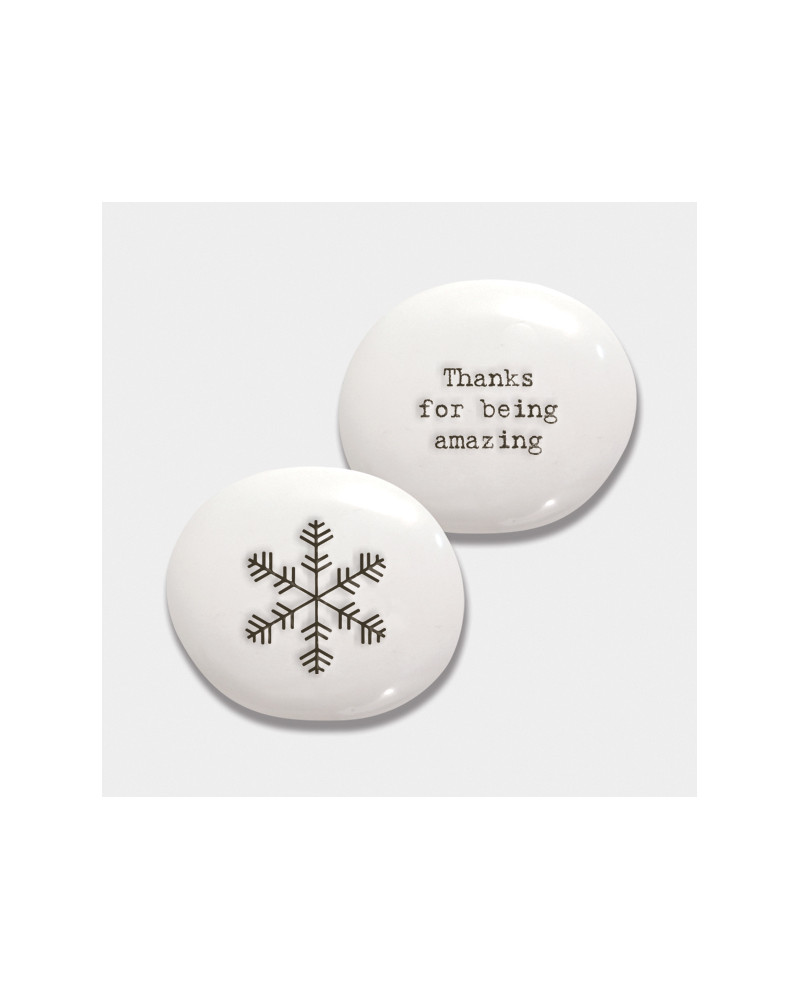 Galet de porcelaine - East of India - Snowflake Thank you - 4313