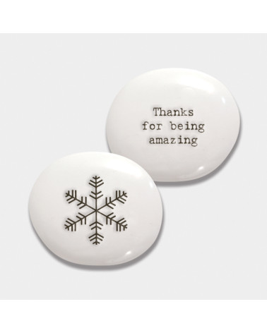 Galet de porcelaine - East of India - Snowflake Thank you - 4313