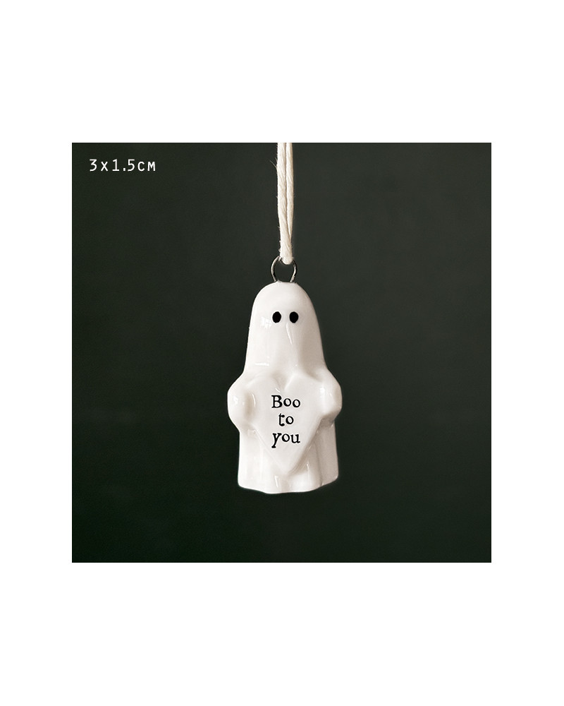 Petit fantôme à suspendre en porcelaine - East of India - Boo to you - 4663