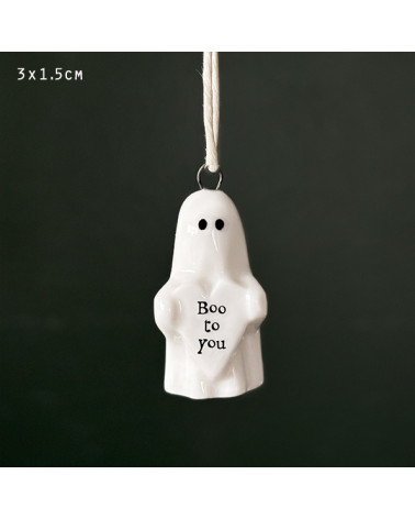 Petit fantôme à suspendre en porcelaine - East of India - Boo to you - 4663