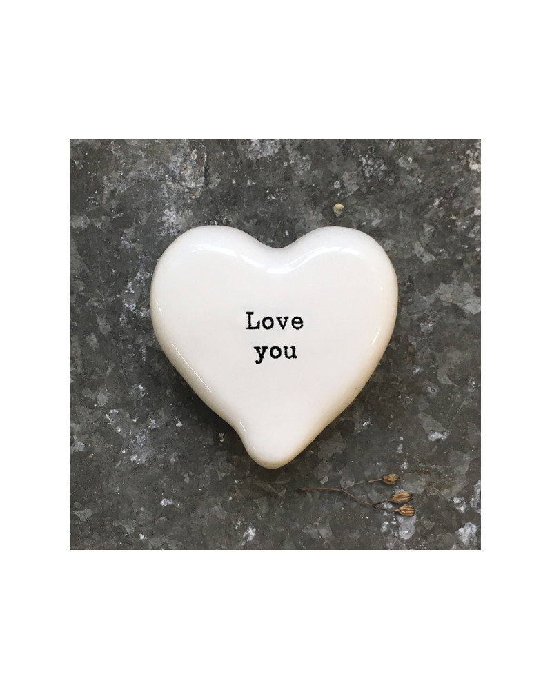Galet de porcelaine Coeur - East of India - Love you - 6700