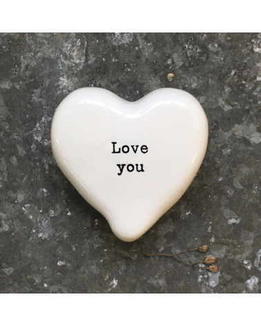 Galet de porcelaine Coeur - East of India - Love you - 6700
