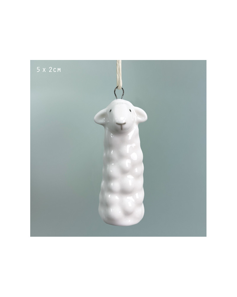 Petit Mouton à suspendre en porcelaine - East of India