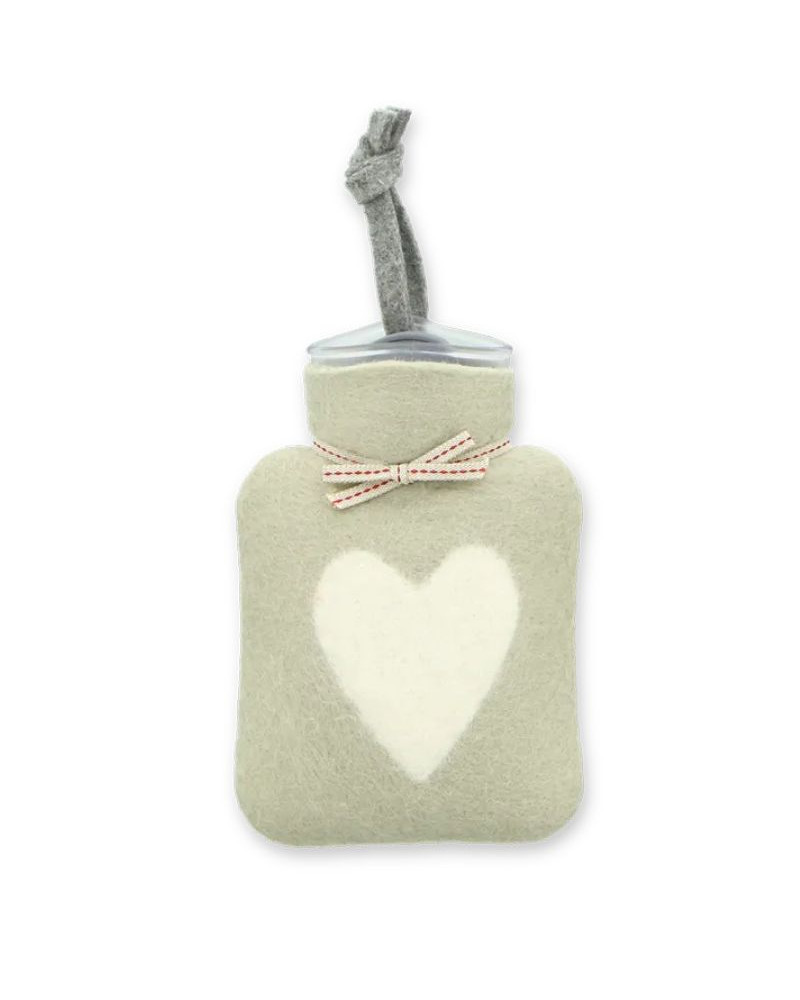 Petite bouillotte en laine merinos - Jade coeur - Dorothée Lehnen - 0.2L