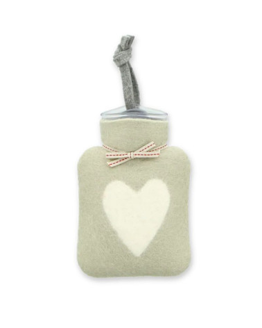 Petite bouillotte en laine merinos - Jade coeur - Dorothée Lehnen - 0.2L