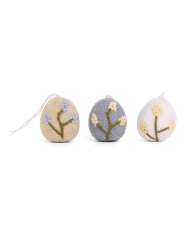 Set de 3 petits oeufs en laine bouillie - heather - Gry and Sif - 10114