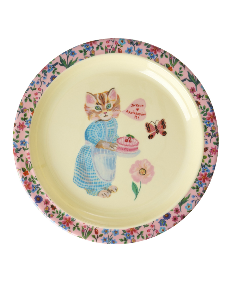 Assiette plate à rebord - Rice - Nathalie Lété - Chaton - KILPL-NATI