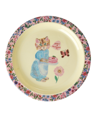 Assiette plate à rebord - Rice - Nathalie Lété - Chaton - KILPL-NATI