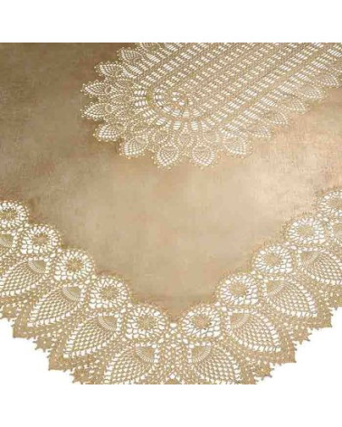 Nappe vinyle dentelle - Rectangulaire - Or - Fiorira un Giardino - 150 X 264 cm