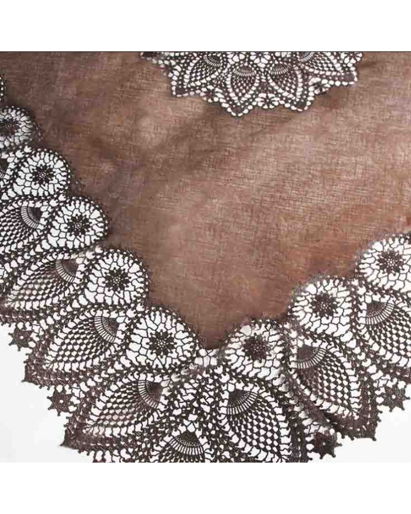 Nappe vinyle dentelle - Carrée - Chocolat - Fiorira un Giardino - 137 X137 cmcm