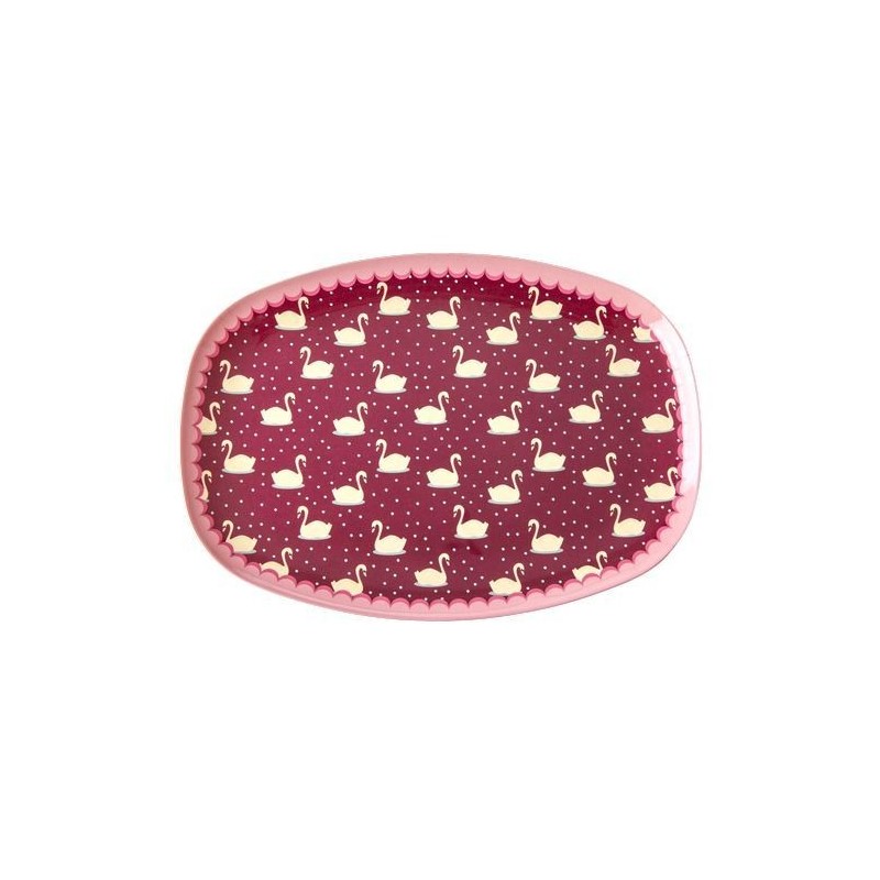 Assiette rectangulaire Mélamine - Plateau Rice - Swan Bordeaux