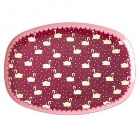 Assiette rectangulaire Mélamine - Plateau Rice - Swan Bordeaux