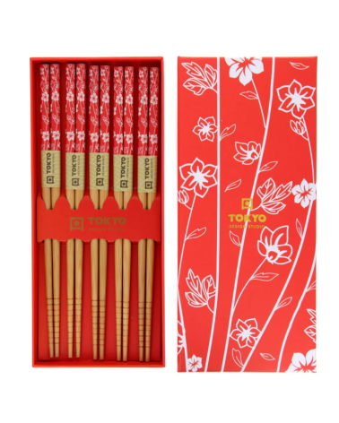 Coffret 5 baguettes - Tokyo Design - Red Flower - 21291