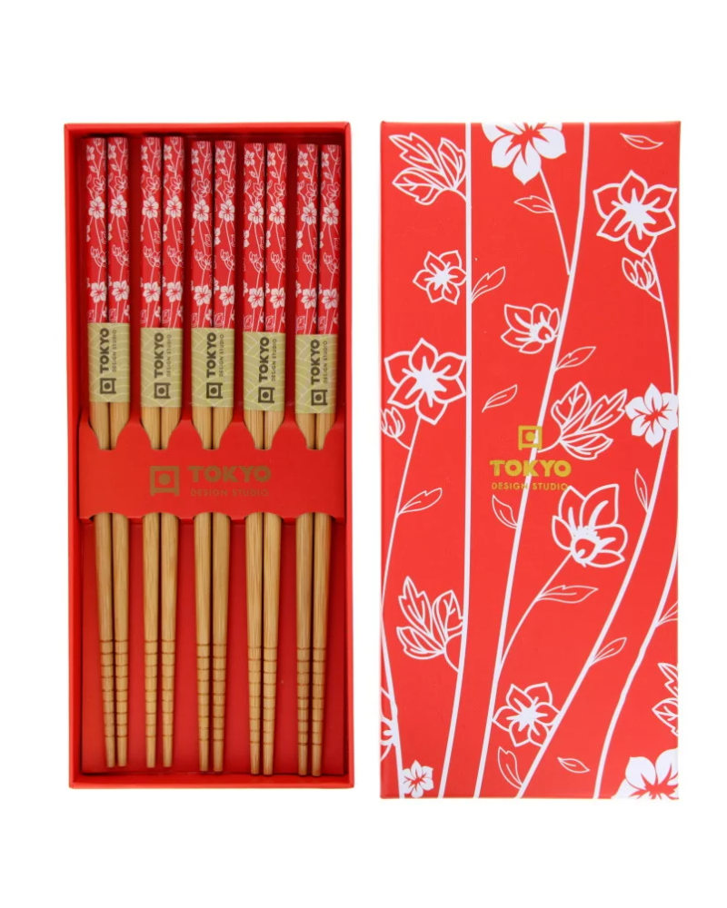 Coffret 5 baguettes - Tokyo Design - Red Flower - 21291