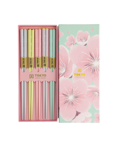 Coffret 5 baguettes - Pink Sakura - Tokyo Design - 22351