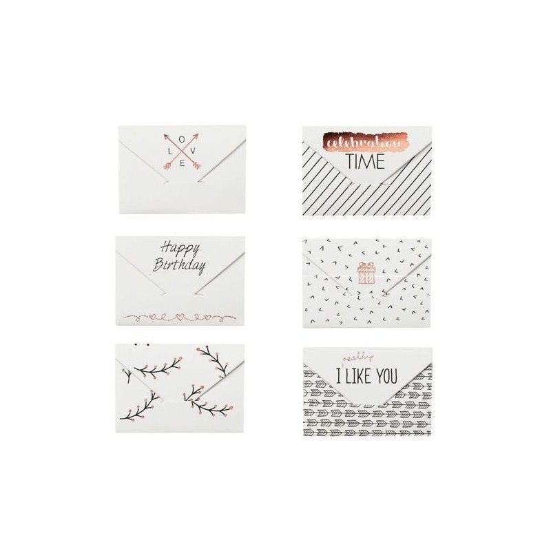 Lot de 6 mini-enveloppes à message - Motifs - Rader