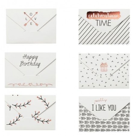 Lot de 6 mini-enveloppes à message - Motifs - Rader