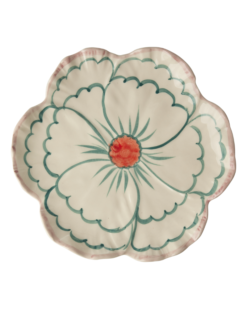 Assiette en céramique - Flower - 19 cm - Hand painted - Rice