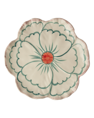 Assiette en céramique - Flower - 19 cm - Hand painted - Rice