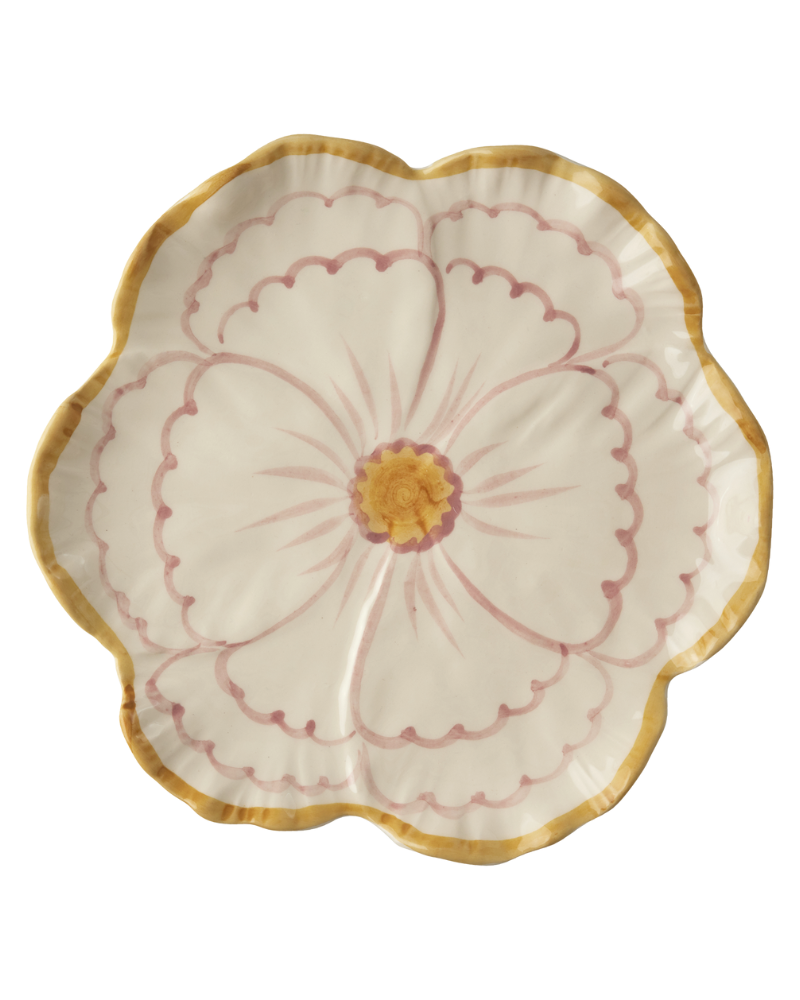Assiette en céramique - Flower yellow - 19 cm - Hand painted - Rice