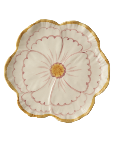 Assiette en céramique - Flower yellow - 19 cm - Hand painted - Rice