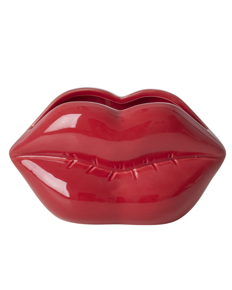 Vase KISS en céramique - Lèvres rouges - Rice CEVAS-LIPSR
