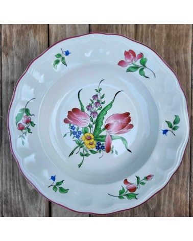 Assiette creuse vintage Tulipe - Vieux Strasbourg Luneville - 25.5 cm