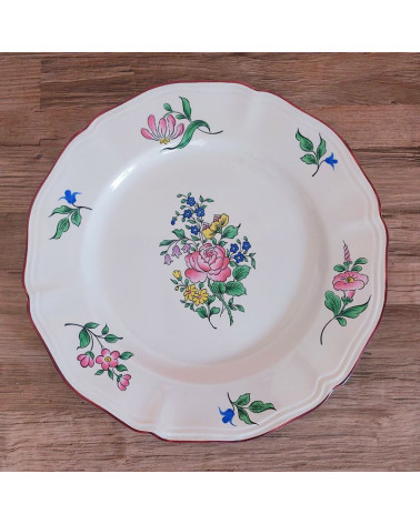 Assiette à dessert vintage Rose - Vieux Strasbourg Luneville - 21cm