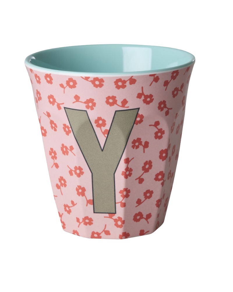 Lettre gobelet rice Y flowers