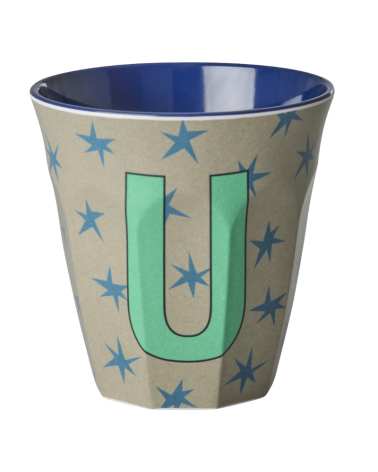 Gobelet Mélamine - Rice - Blue alphabet Star - U